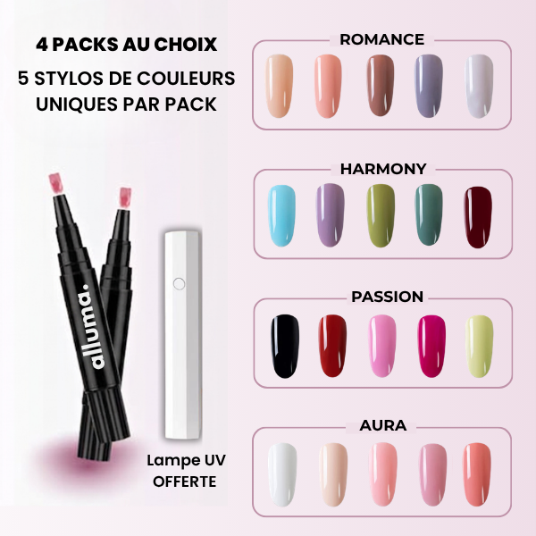 alluma. | Pack de 5 Stylos Vernis Gel Semi-permanent + Lampe UV OFFERTE