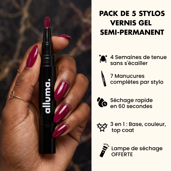 alluma. | Pack de 5 Stylos Vernis Gel Semi-permanent + Lampe UV OFFERTE