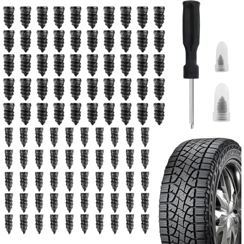 alluma. | Réparez vos Crevaisons en 60 Secondes - Kit de 50 Vis en Caoutchouc pour Pneus + Tournevis OFFERT